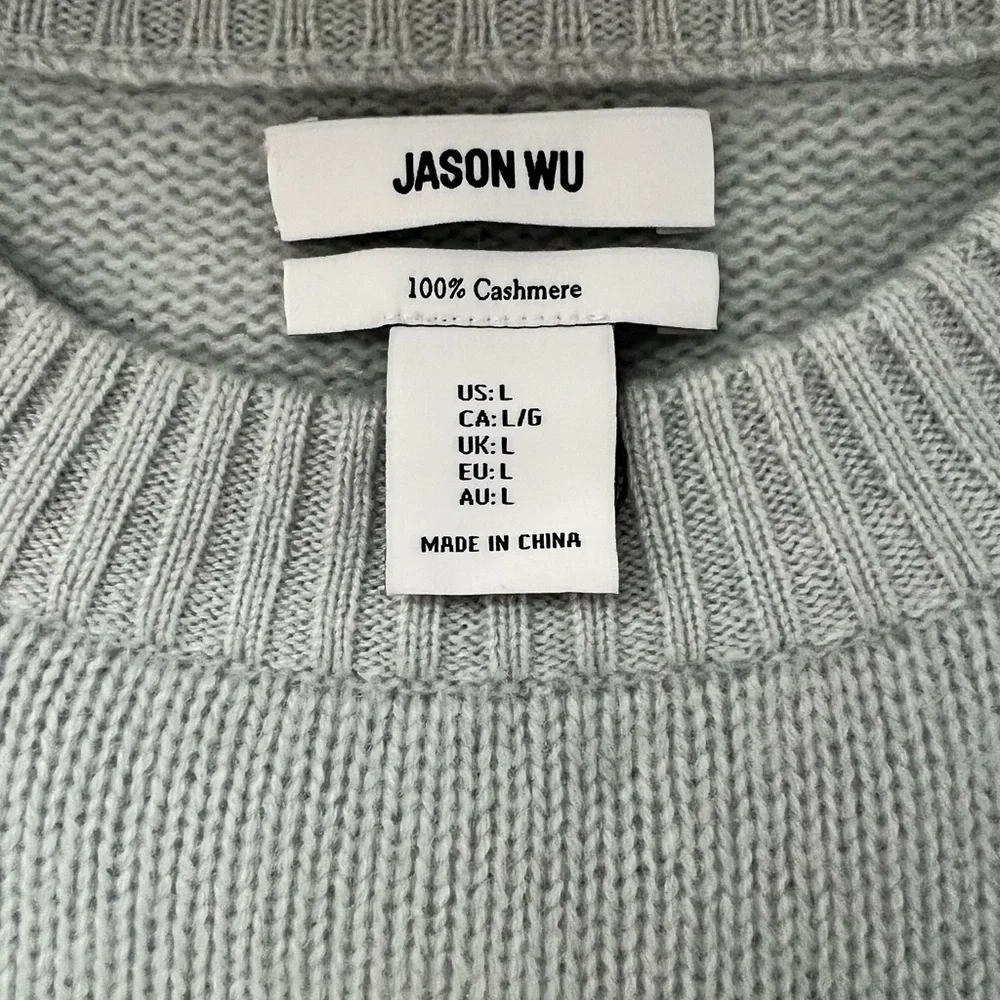 Jason Wu Women's Light Blue Cashmere Crew Neck Sweater - Picture 2 of 3